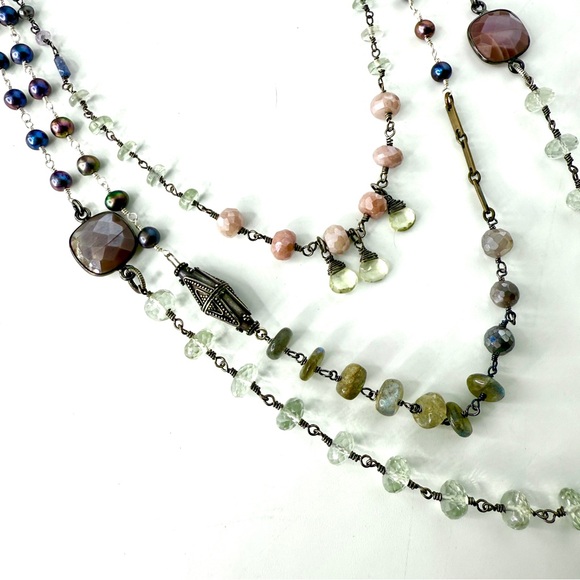 Sundance Inspired Boho Necklace, Fall Mixed Gemstone Necklace - Picture 3 of 6